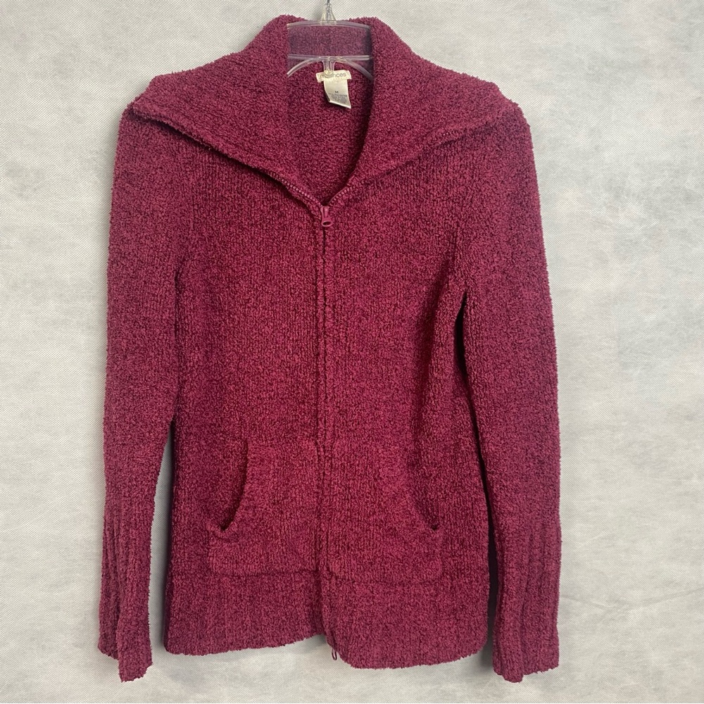 Maurices Shawl Collar Cardigan Sweater Medium Knit Burgundy Full Zip Women’s